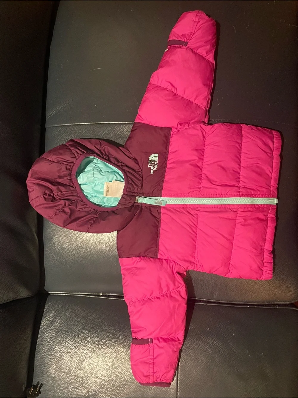 The North Face Kids' Hooded Puffer Jacket in Bright Pink & Burgundy